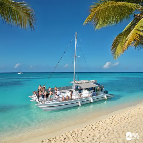1 - Beautiful beach view of Punta Cana on our private catamaran Delux Punta Cana tour