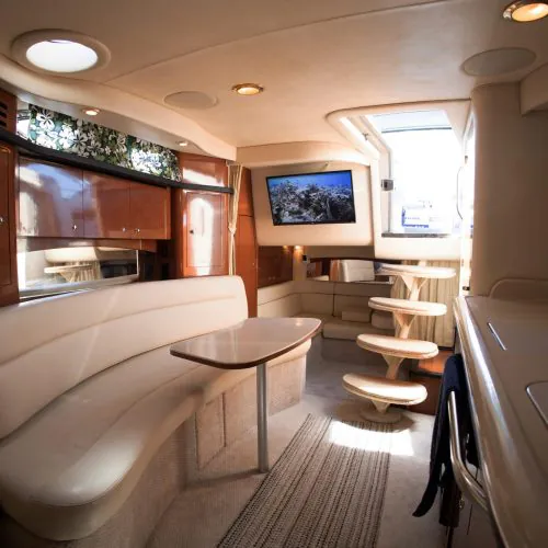 13 - Beautiful and luxury sitting area view of our yacht on our private yacht Bavaro Punta Cana tour