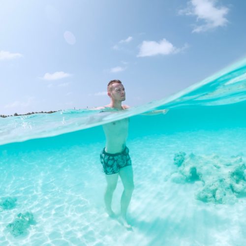 14 - Happy guests enjoy snorkeling in Palmilla on our private palmilla and isla saona catamaran tour