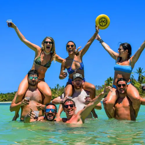 3 - Happy guests snorkeling and having a lot of fun on our shared catamaran tour in punta cana