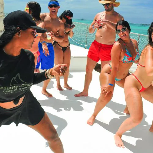 5 - Happy guests play games and having alot of fun on our shared catamaran tour in punta cana
