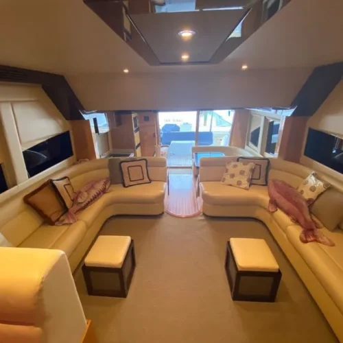 6 - Luxury and beautiful view of our yacht sitting area on Private Yacht majesty 56 Punta Cana tour