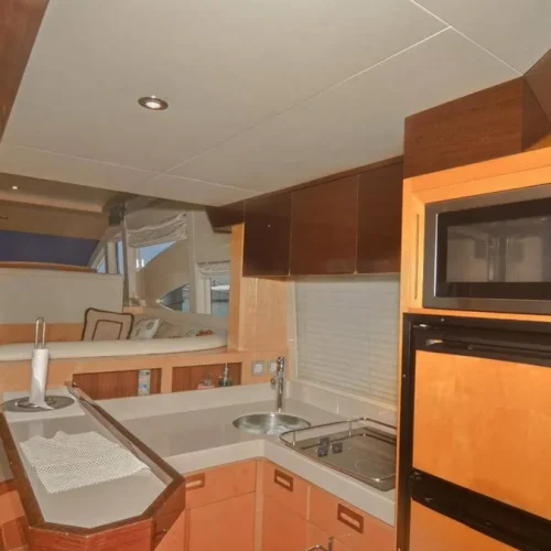 7 - Clean kitchen view of our yacht on Private Yacht majesty 56 Punta Cana tour