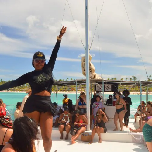 7 - Happy guest enjoy alot the beautiful views of Punta Cana also do fun on our private catamaran Delux Punta Cana tour