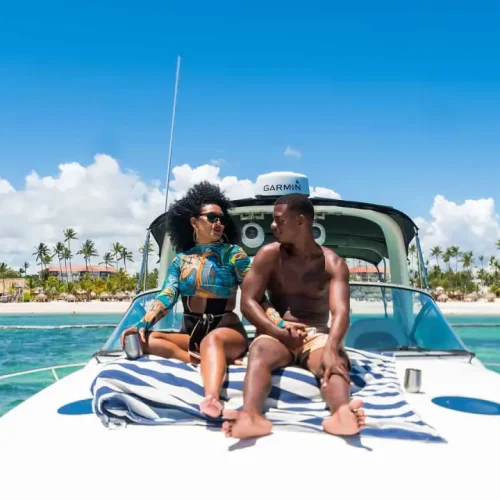 Couple enjoy beautiful views on Yacht Trips Bavaro